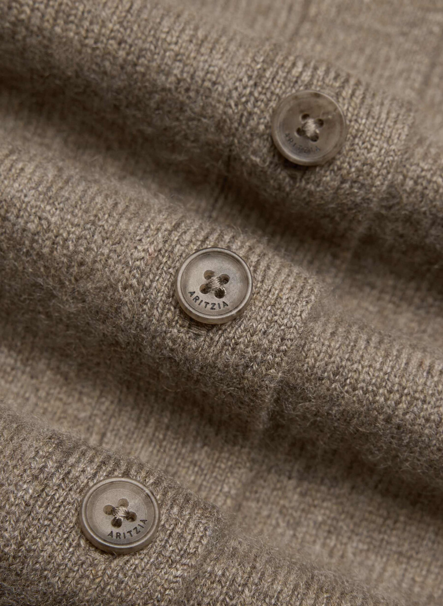 bare cashmere v-neck cardigan heather folio brown