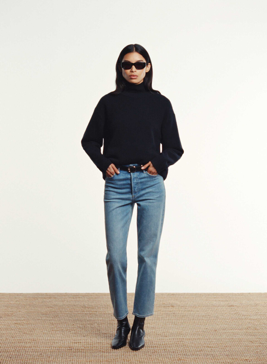denim forum the arlo hi-rise straight jean 7 yrs bleu taboo