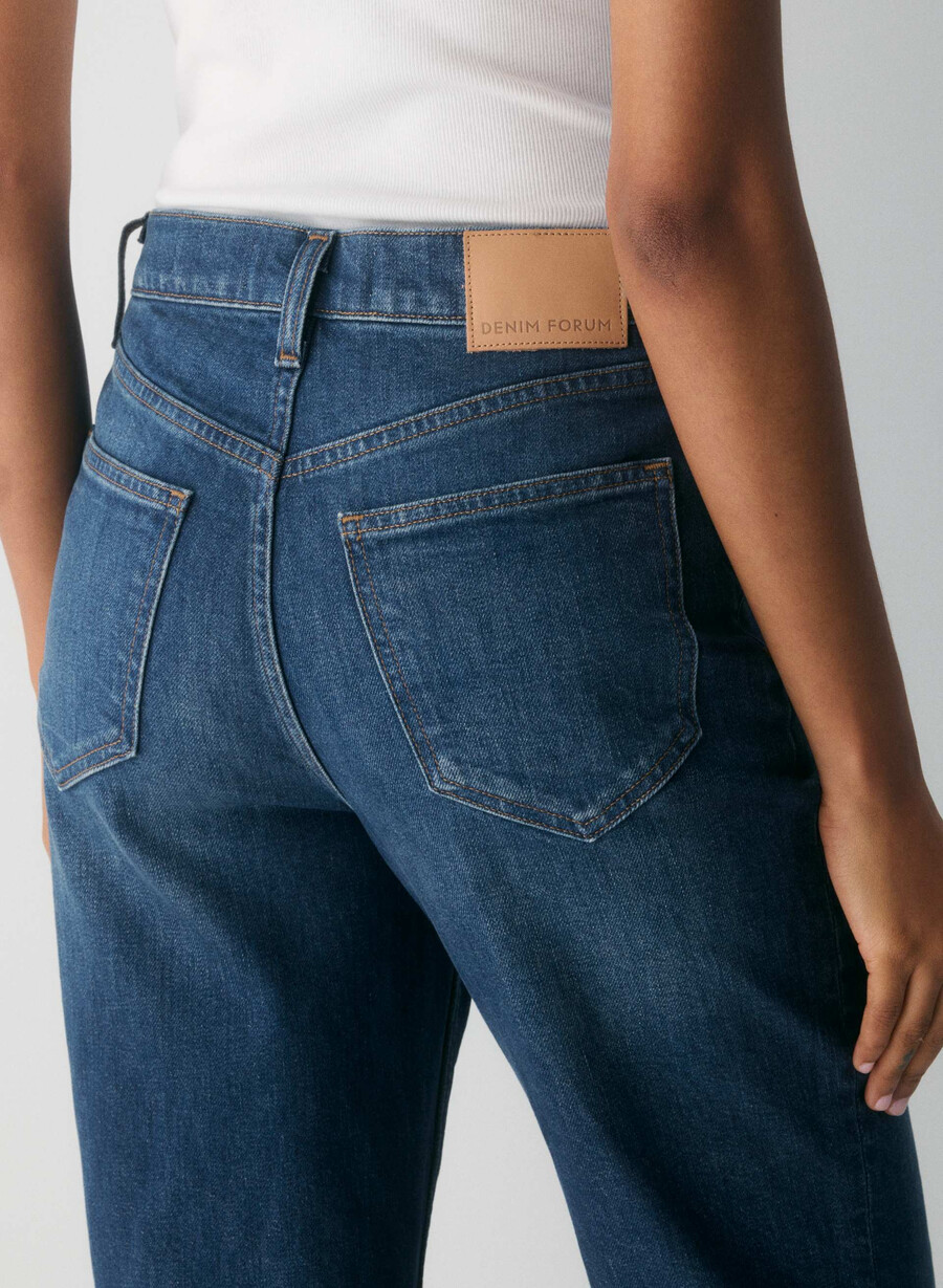 denim forum the arlo hi-rise straight jean be about dark bleu
