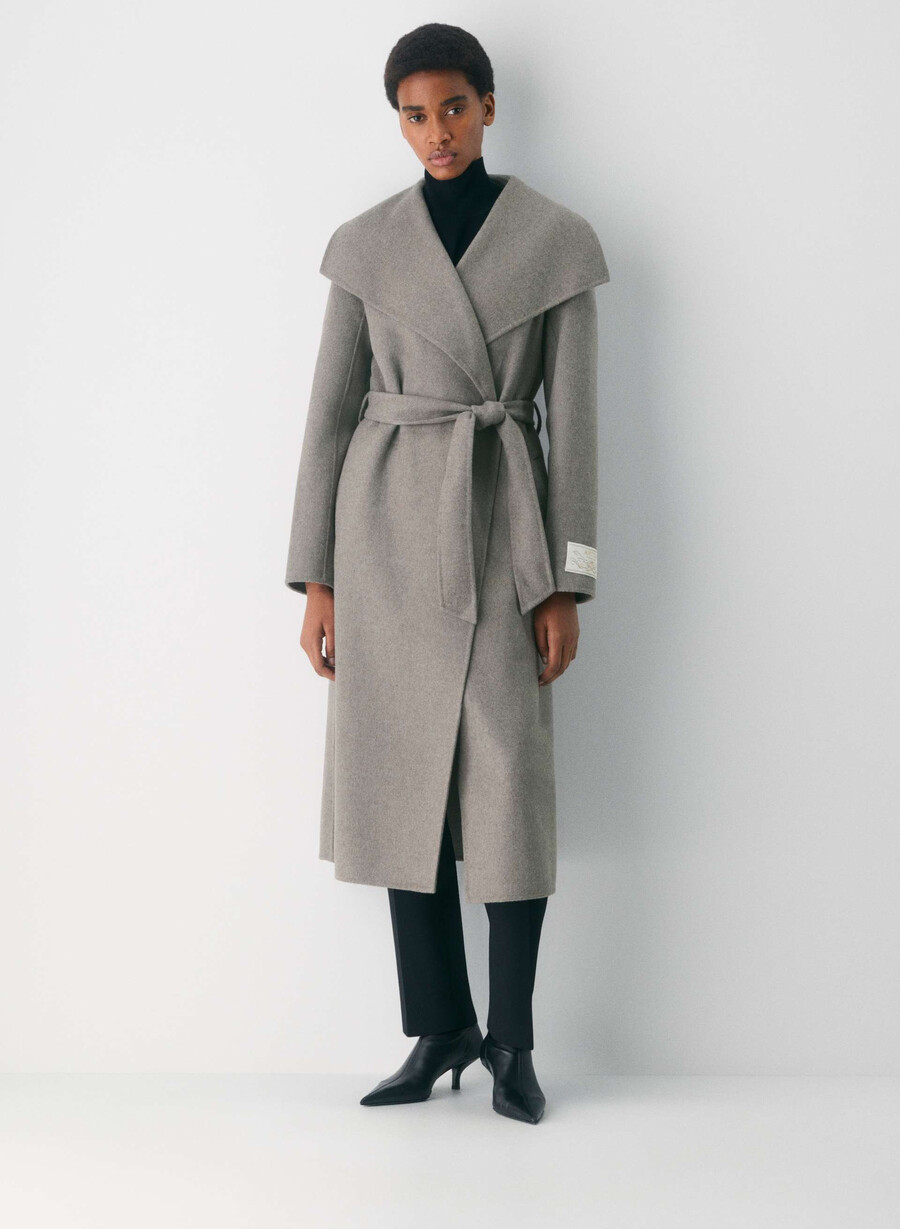 portfolio double face coat - luxe wool cashmere heather dark taupe