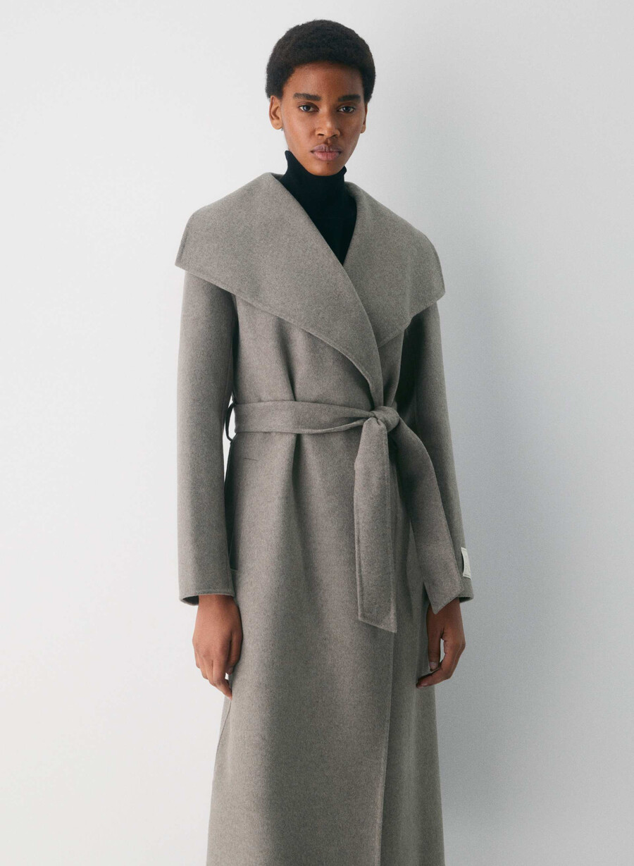 portfolio double face coat - luxe wool cashmere heather dark taupe