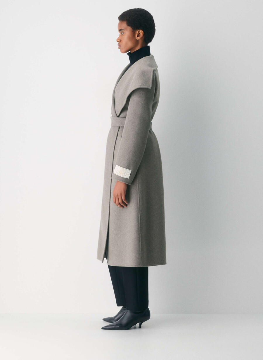 portfolio double face coat - luxe wool cashmere heather dark taupe