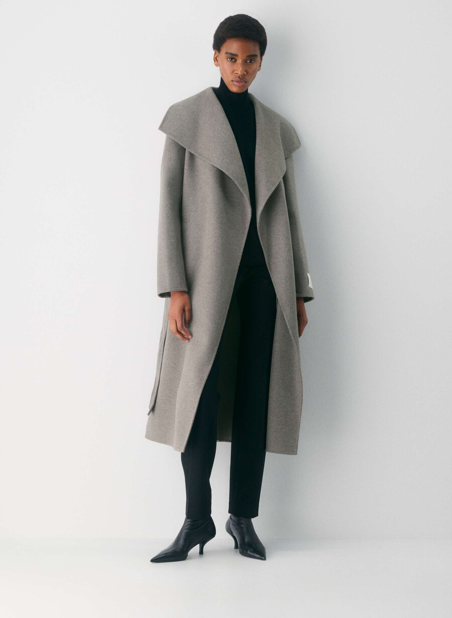 portfolio double face coat - luxe wool cashmere heather dark taupe