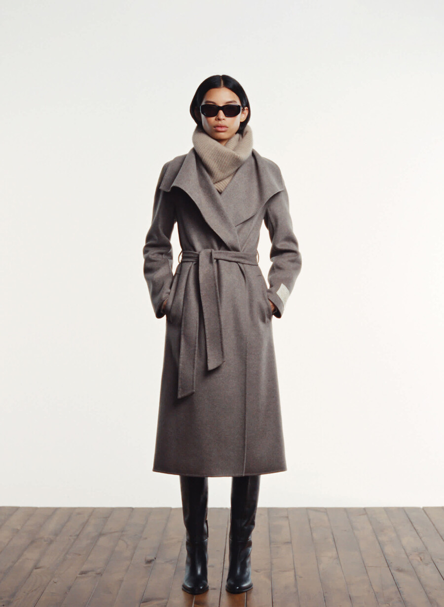 portfolio double face coat - luxe wool cashmere heather dark taupe