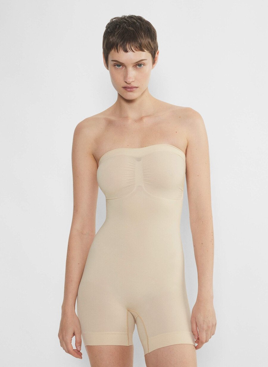shapeenhance strapless romper sand
