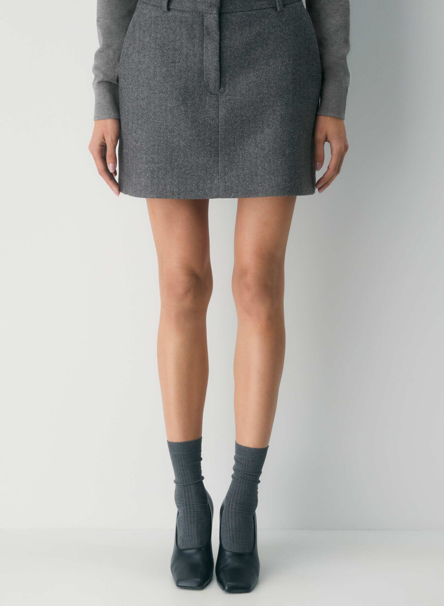 chisel skirt - precision wool chaney blackgrey