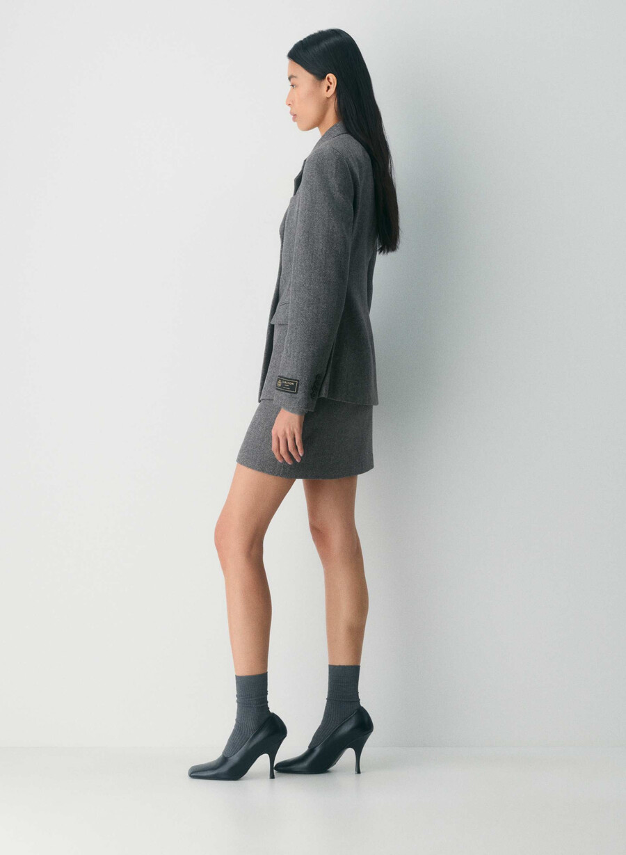 chisel skirt - precision wool chaney blackgrey
