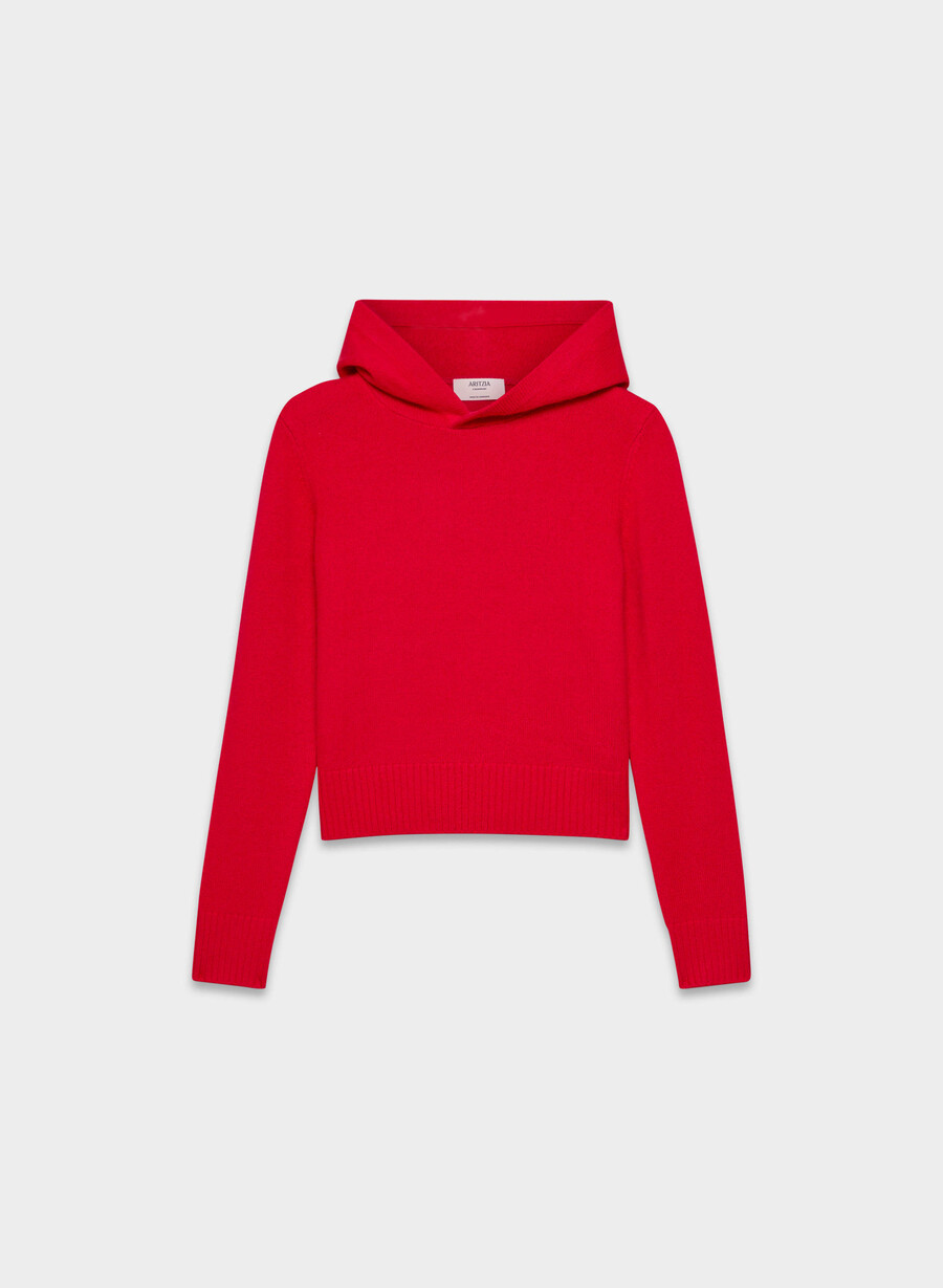 essential cashmere shrunken hoodie black