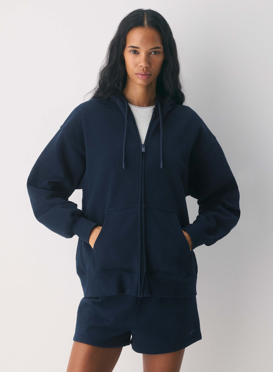 cozy sweatfleece boyfriend zip hoodie admiral