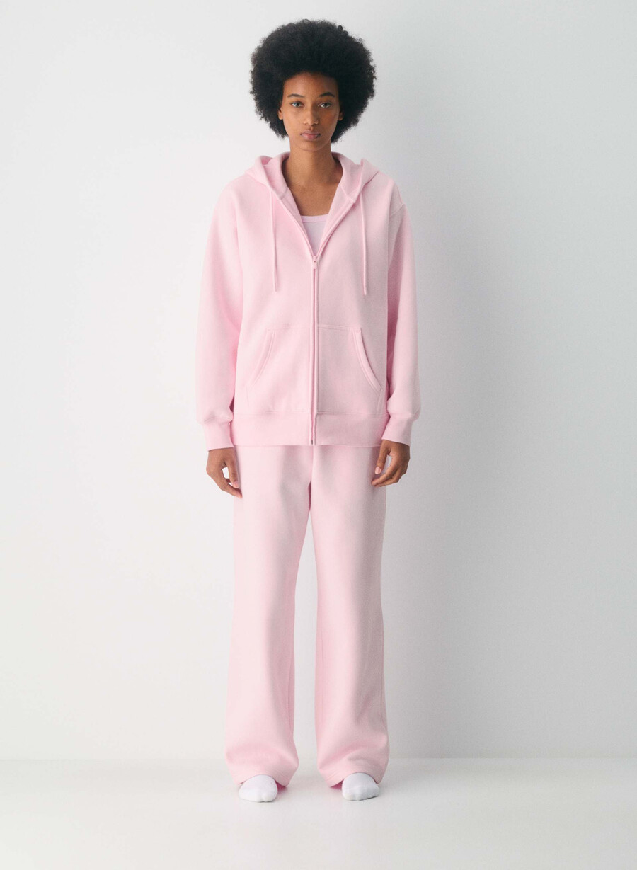 cozy sweatfleece boyfriend zip hoodie villa pink