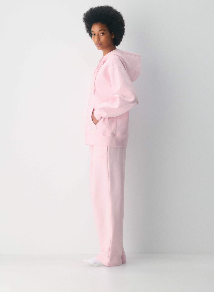 cozy sweatfleece boyfriend zip hoodie villa pink