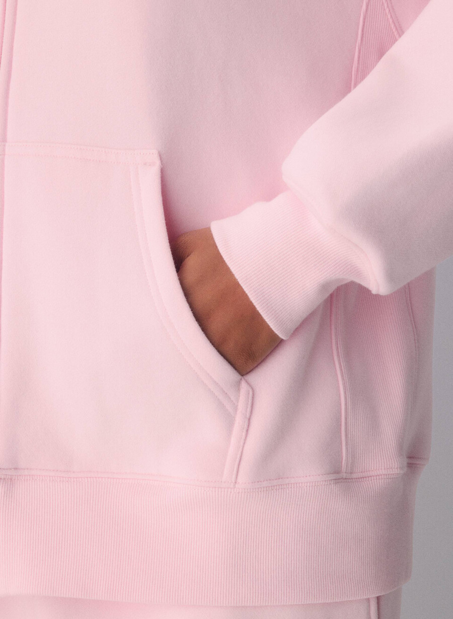 cozy sweatfleece boyfriend zip hoodie villa pink