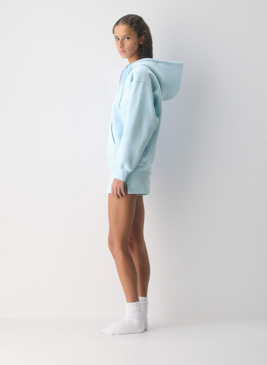 cozy sweatfleece boyfriend zip hoodie villa blue