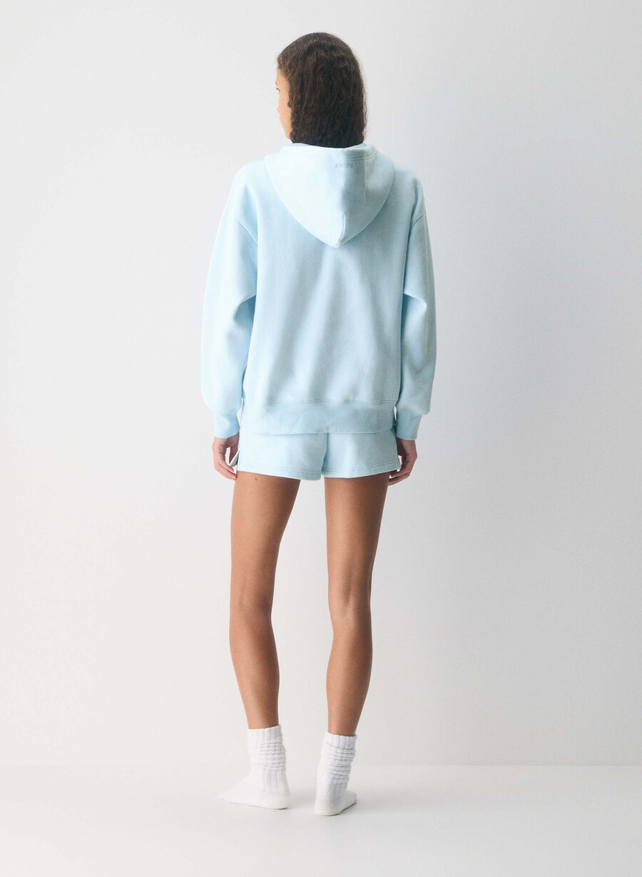 cozy sweatfleece boyfriend zip hoodie villa blue