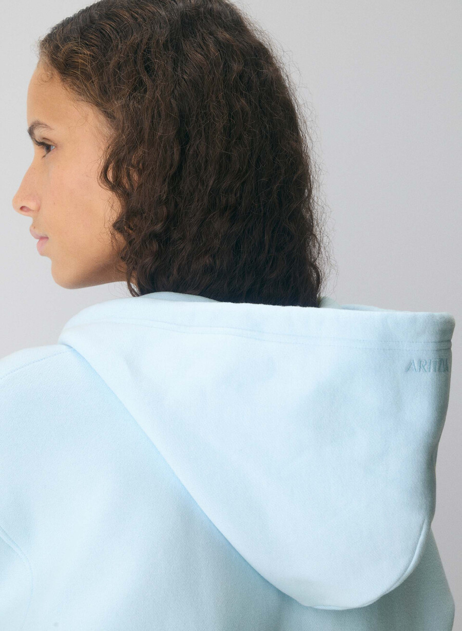 cozy sweatfleece boyfriend zip hoodie villa blue