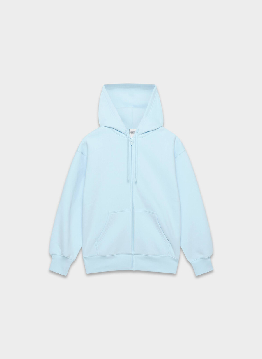 cozy sweatfleece boyfriend zip hoodie villa blue