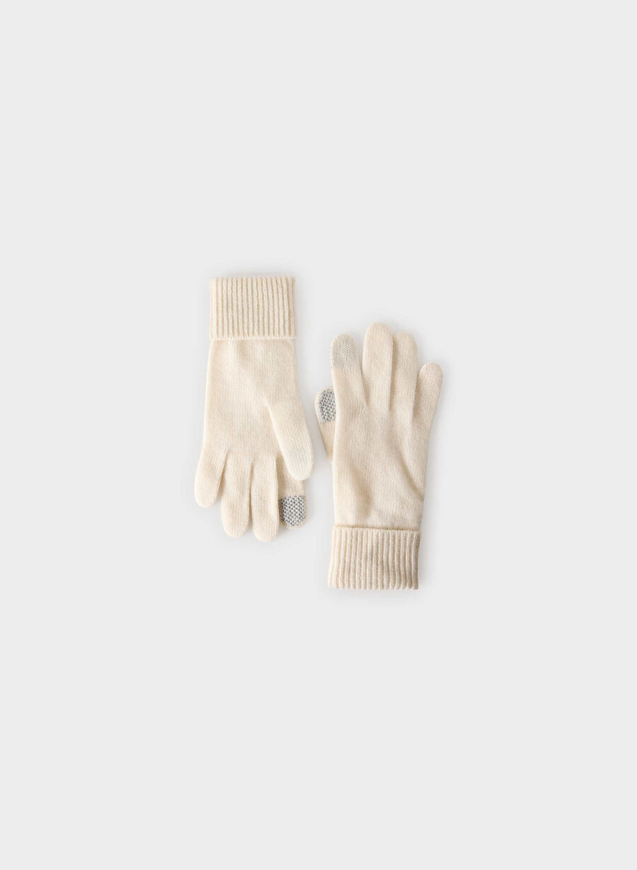 cashmere cuffed tech gloves whisper white