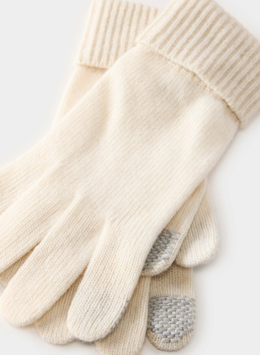 cashmere cuffed tech gloves whisper white
