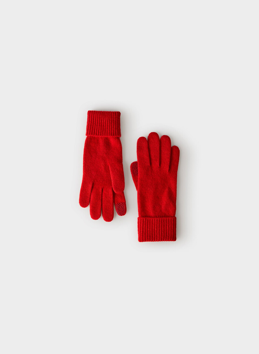 cashmere cuffed tech gloves flashing red