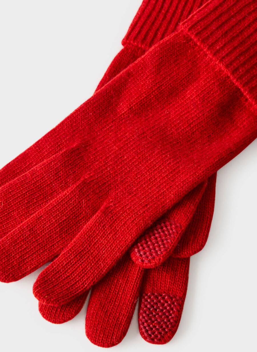cashmere cuffed tech gloves flashing red