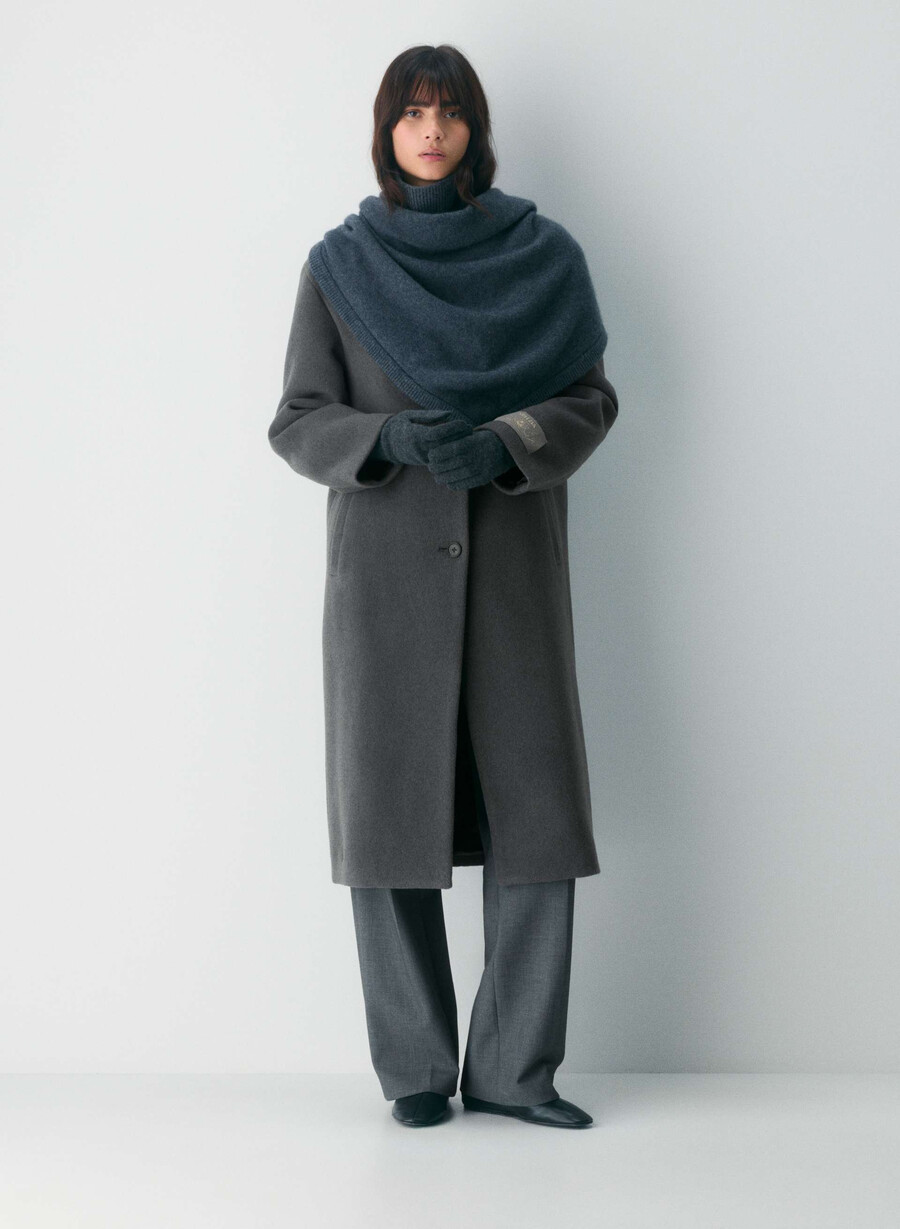 cashmere cuffed tech gloves heather charcoal