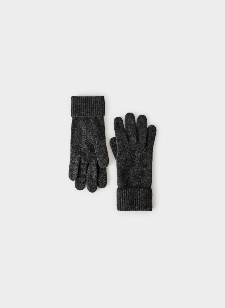 cashmere cuffed tech gloves heather charcoal