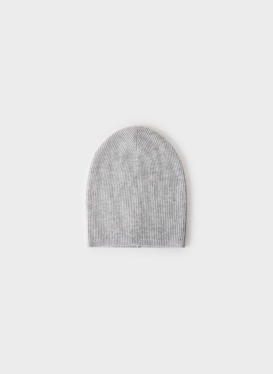 cashmere rib slouchy beanie heather chrome