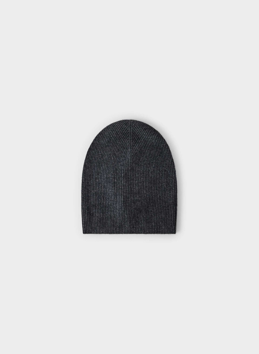 cashmere rib slouchy beanie heather charcoal