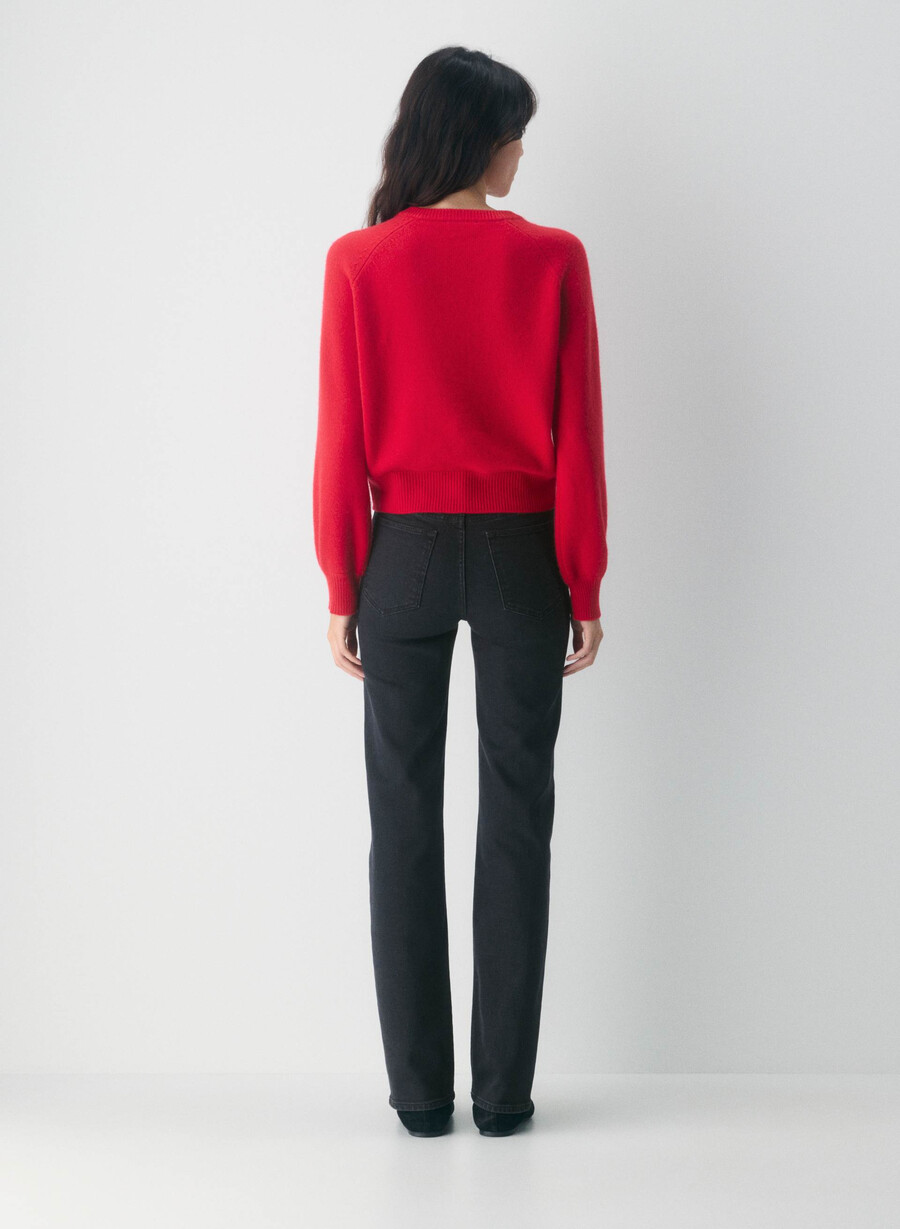 essential wool cashmere london cardigan flashing red