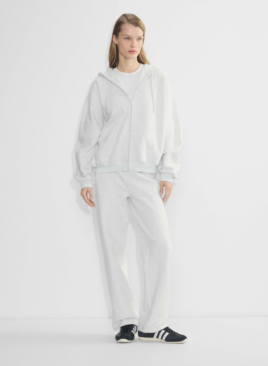 cozy sweatfleece mega zip hoodie heather cloud white