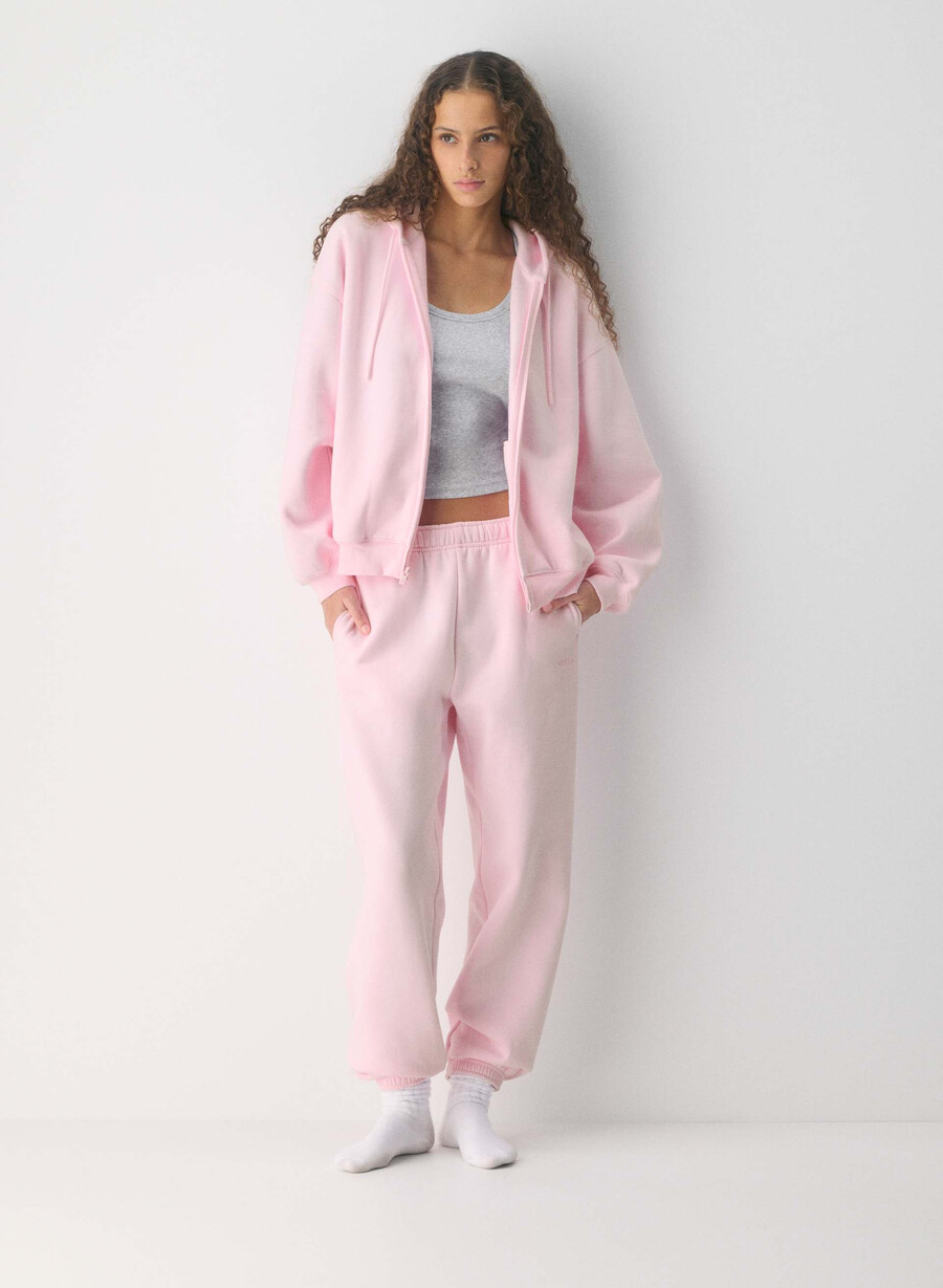 cozy sweatfleece mega zip hoodie villa pink
