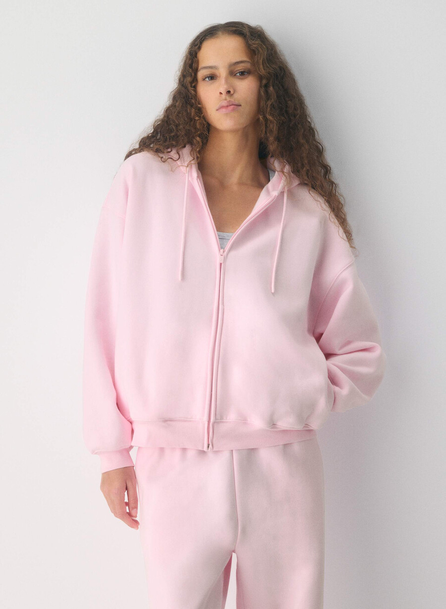 cozy sweatfleece mega zip hoodie villa pink