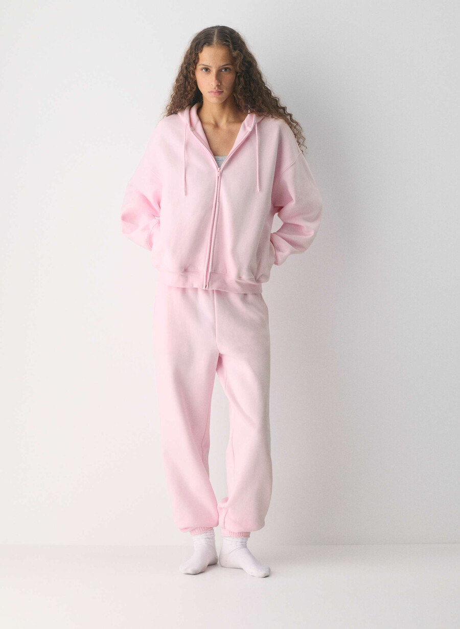 cozy sweatfleece mega zip hoodie villa pink