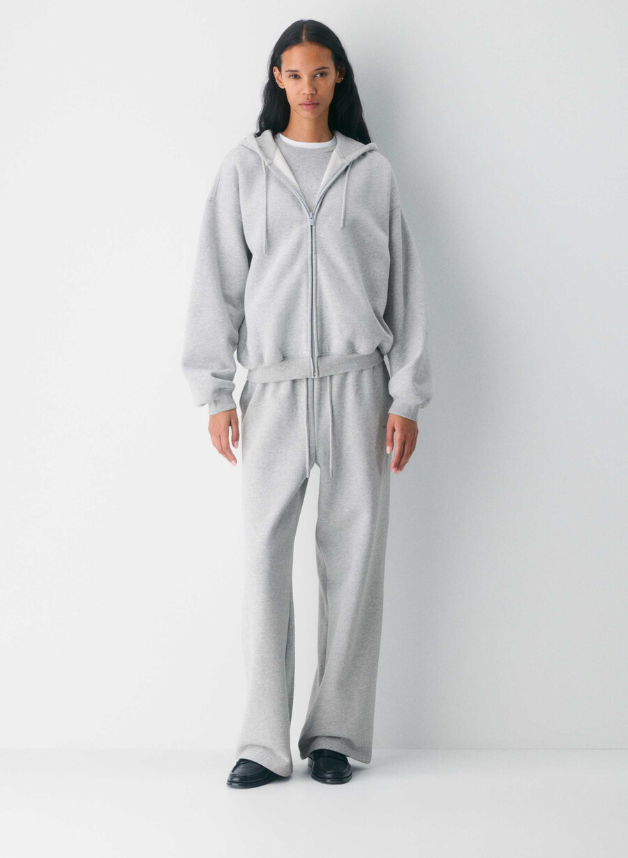 cozy sweatfleece mega zip hoodie heather chrome