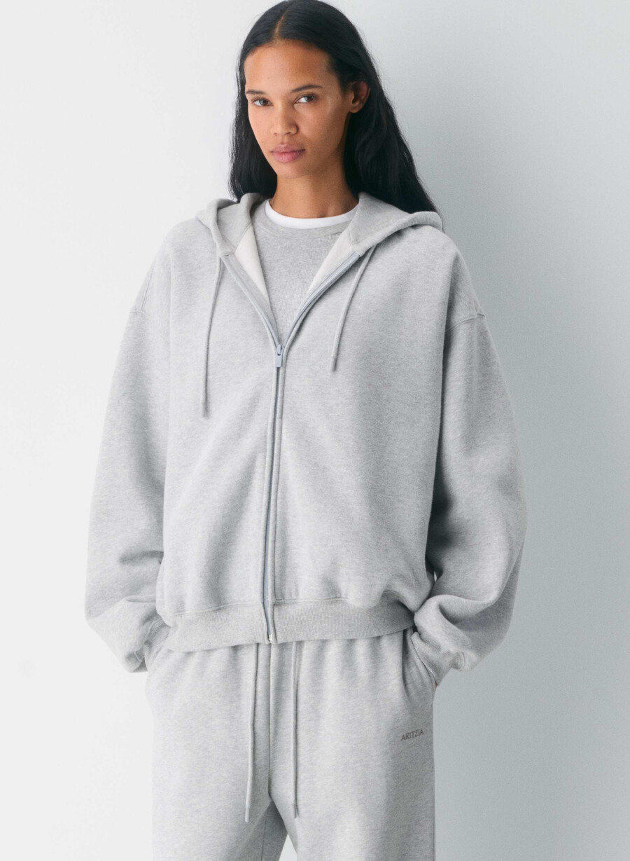 cozy sweatfleece mega zip hoodie heather chrome