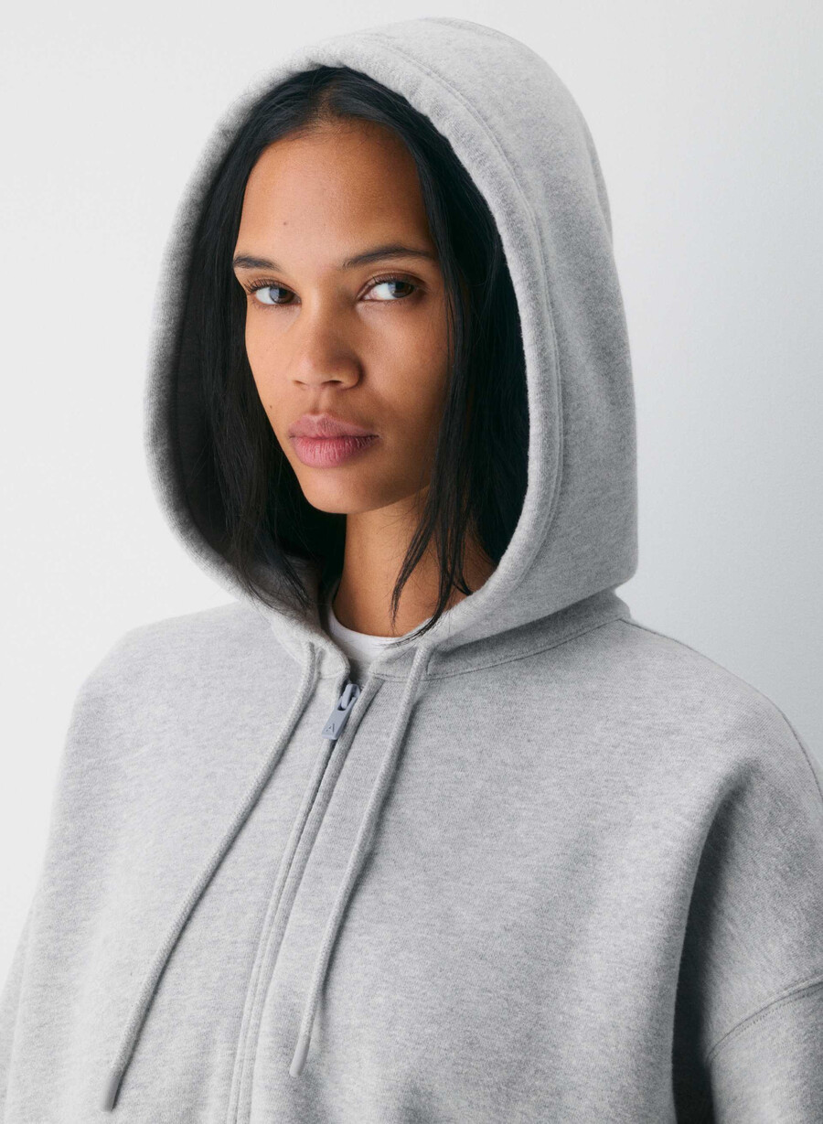 cozy sweatfleece mega zip hoodie heather chrome