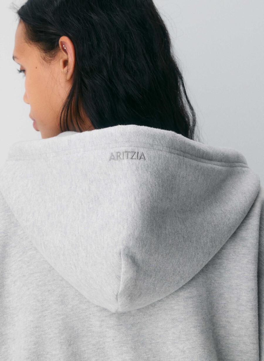 cozy sweatfleece mega zip hoodie heather chrome