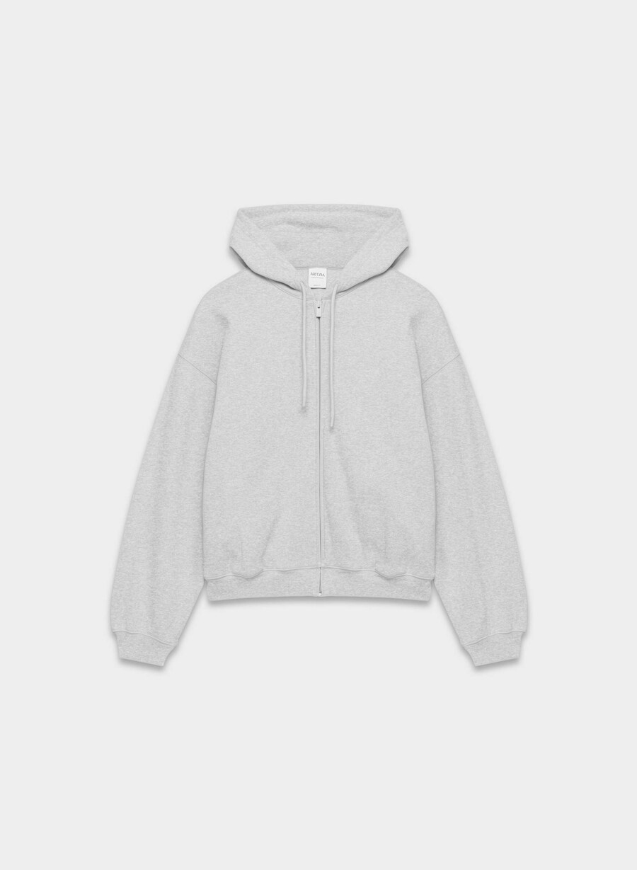cozy sweatfleece mega zip hoodie heather chrome