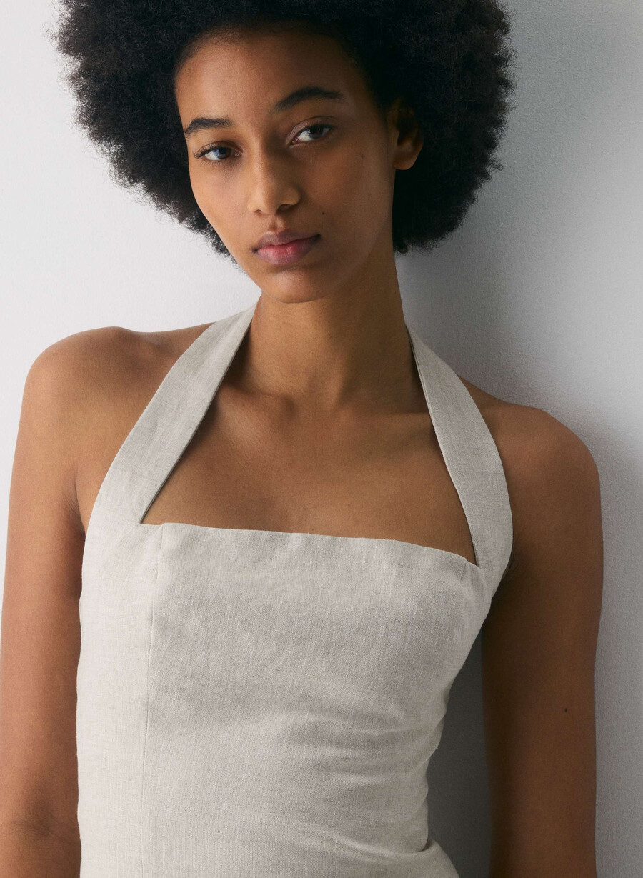 whisper linen halter top undyed ecru