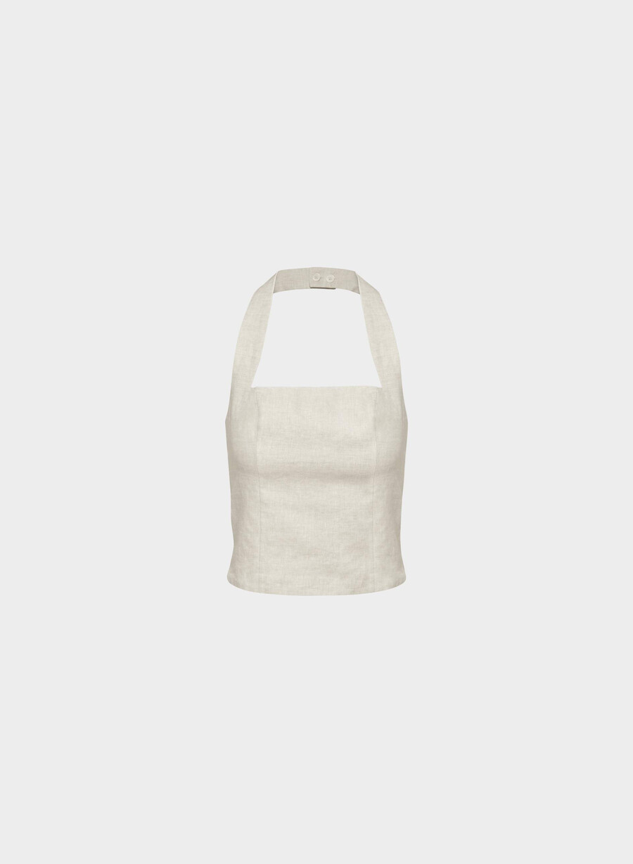 whisper linen halter top undyed ecru