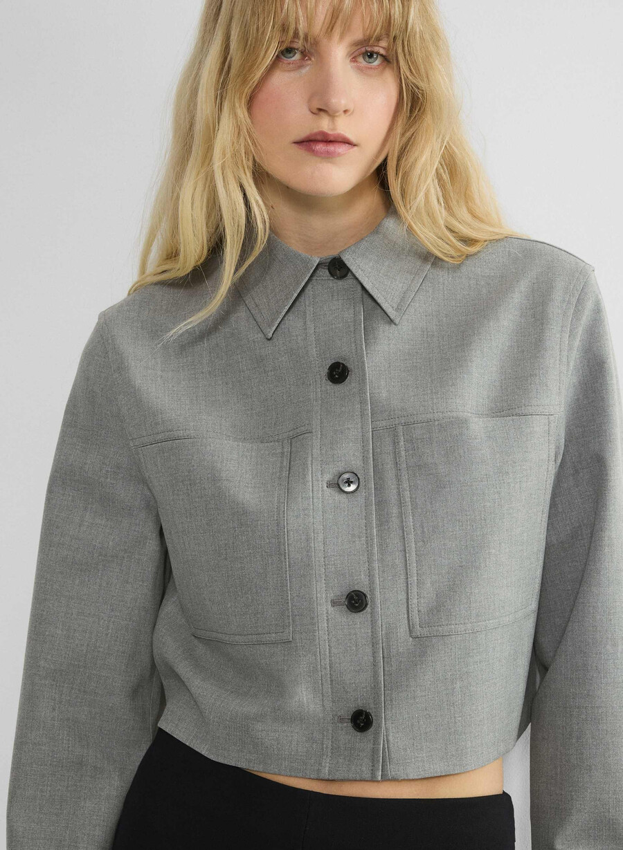 little cropped jacket - ressential light heather dark grey