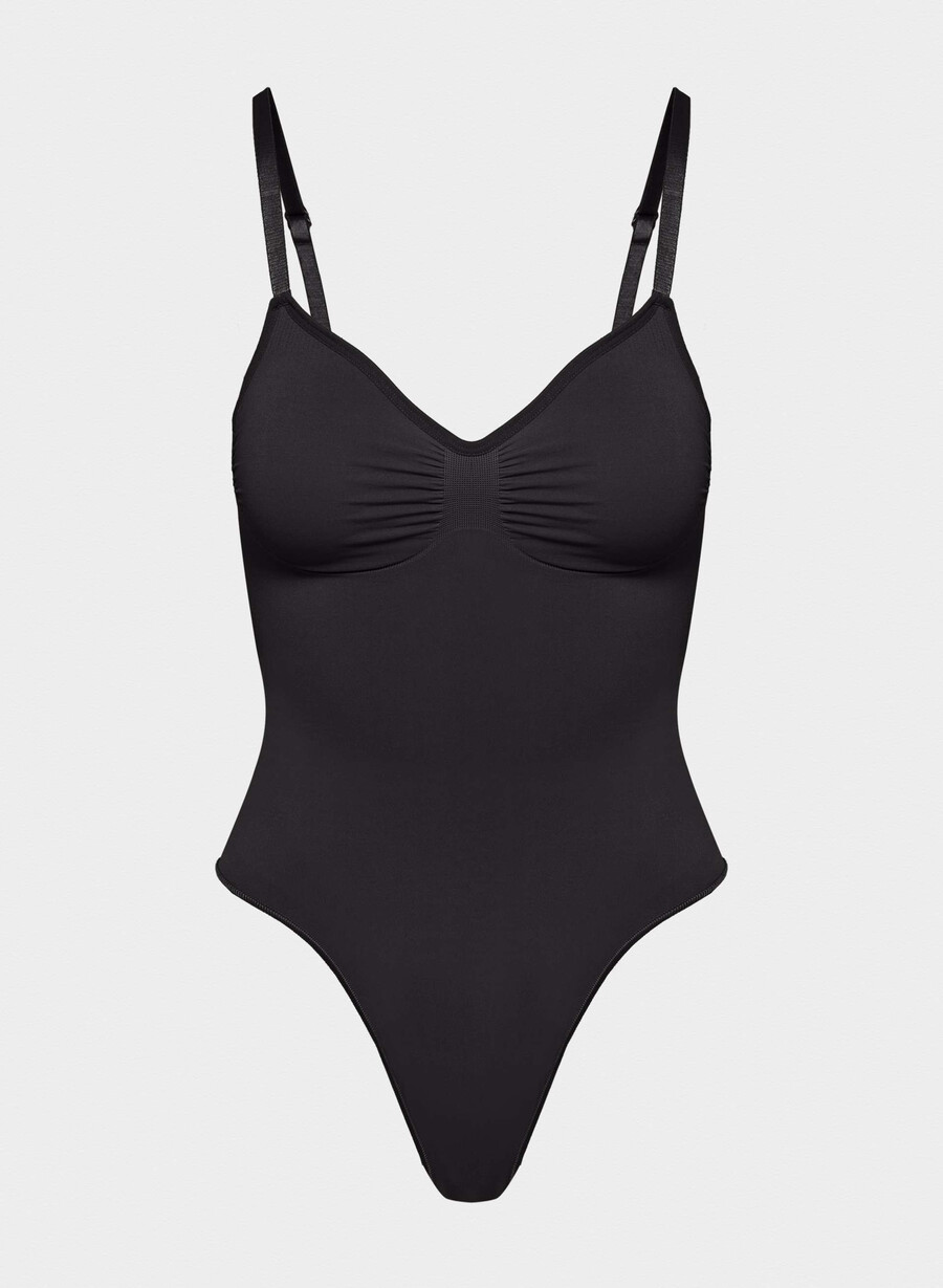 shapeenhance low-back thong bodysuit black
