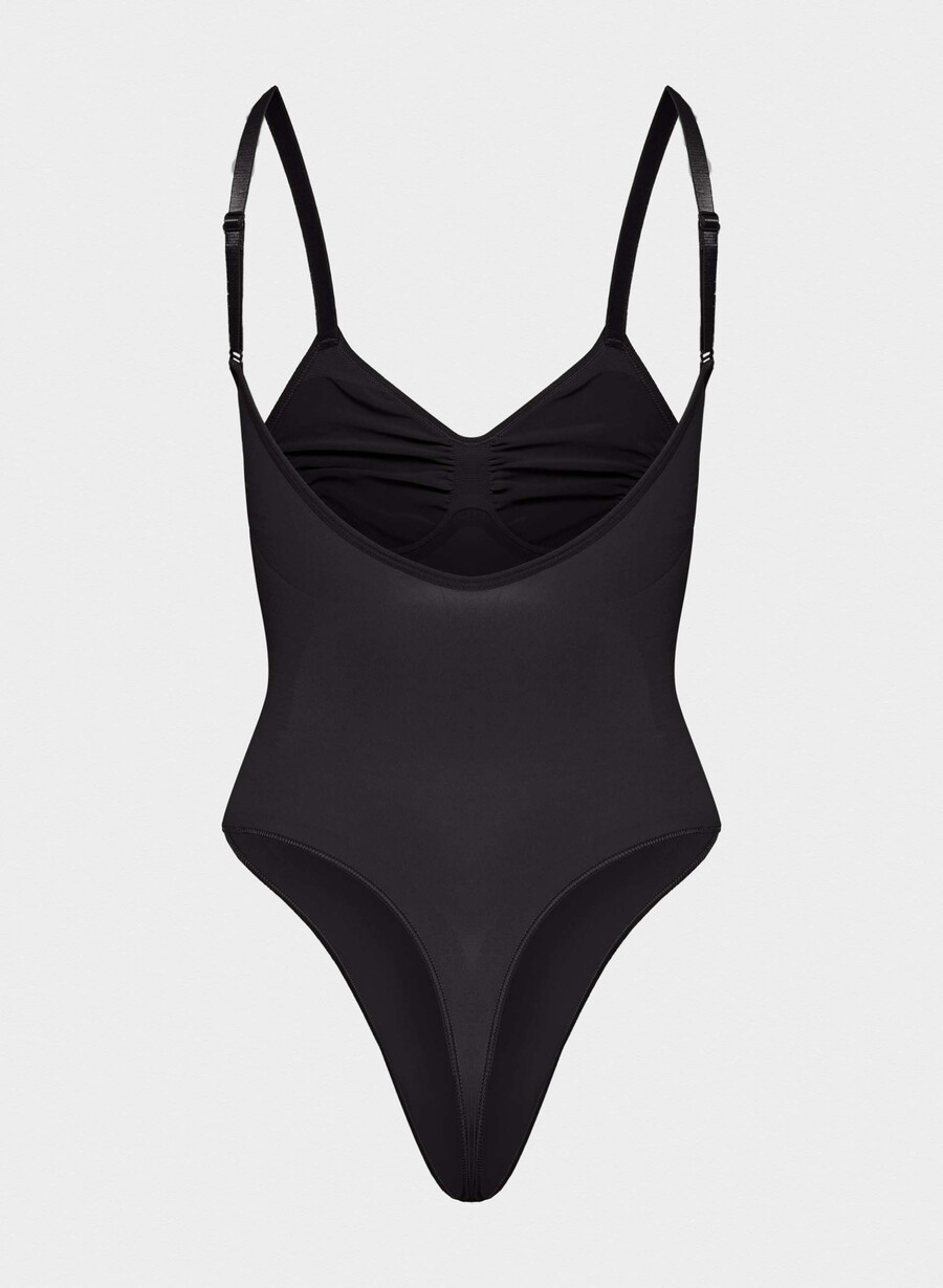shapeenhance low-back thong bodysuit black