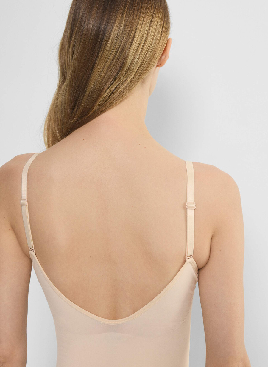 shapeenhance low-back thong bodysuit sand