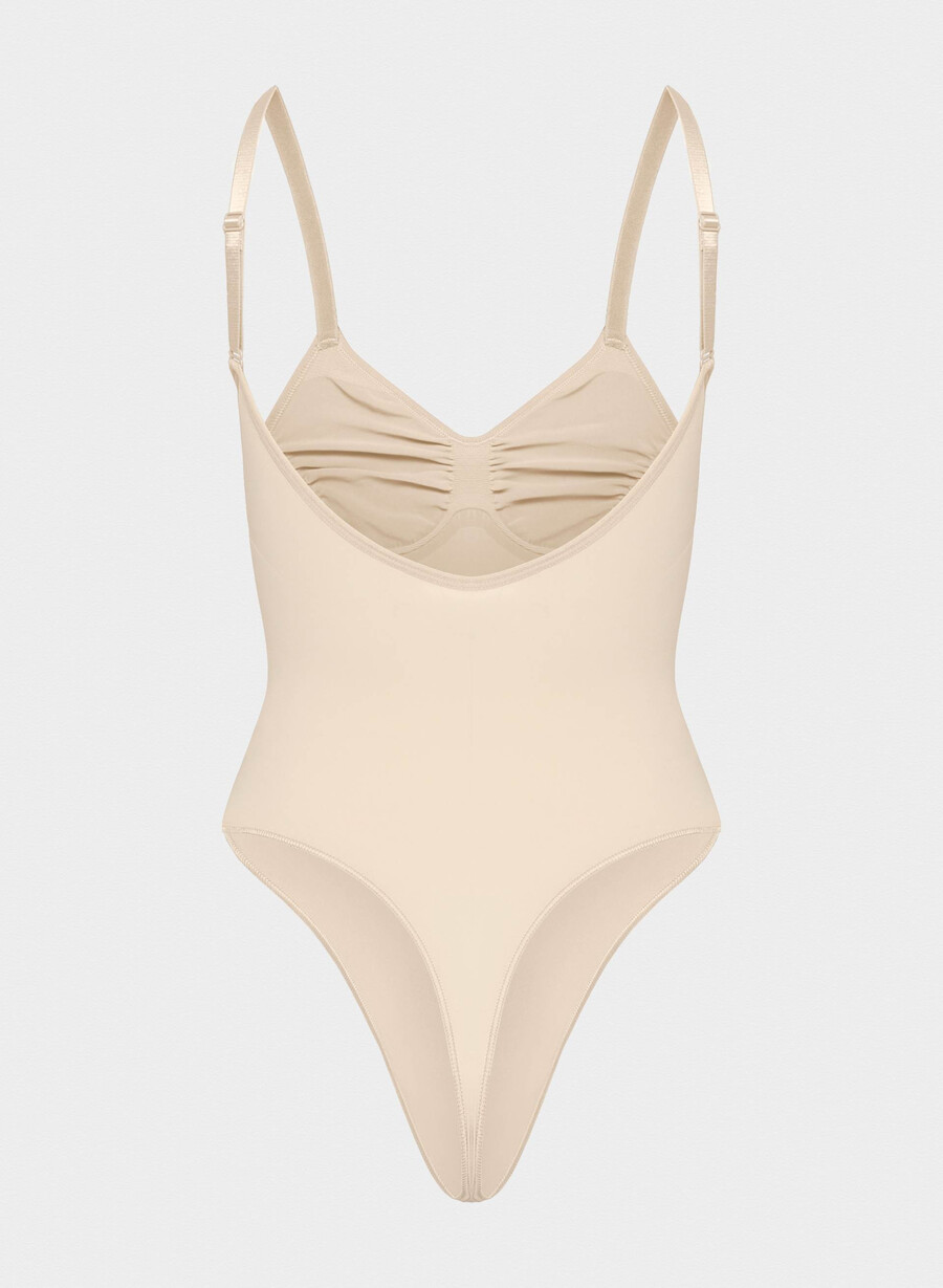 shapeenhance low-back thong bodysuit sand