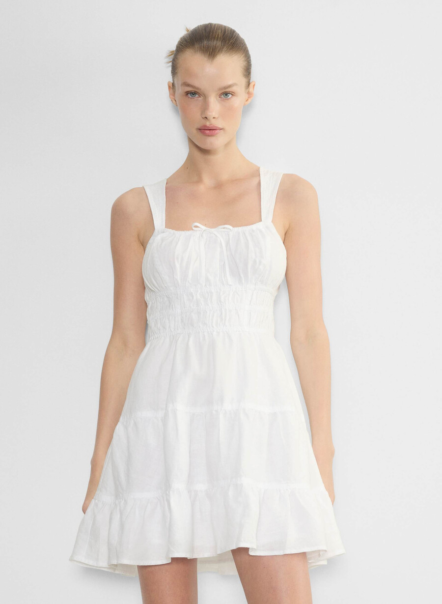martine linen dress white