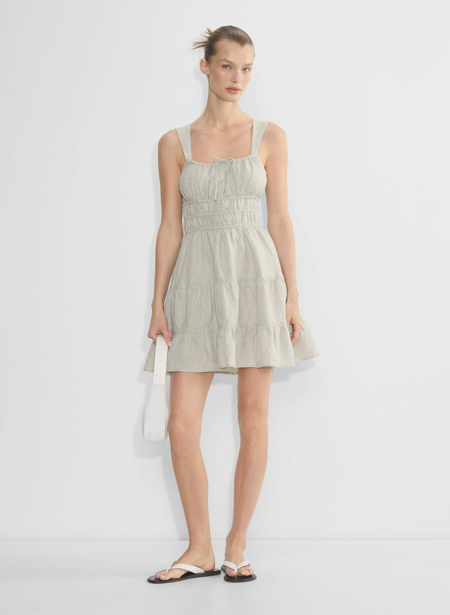 martine linen dress natural ecru