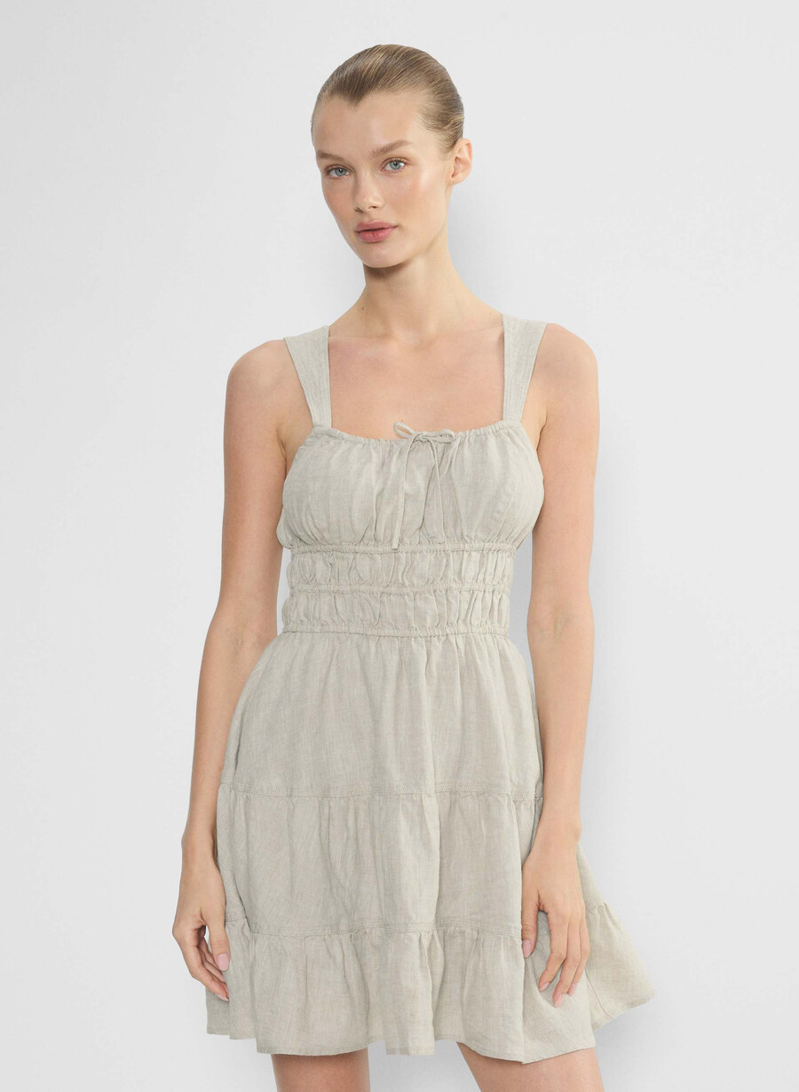 martine linen dress natural ecru