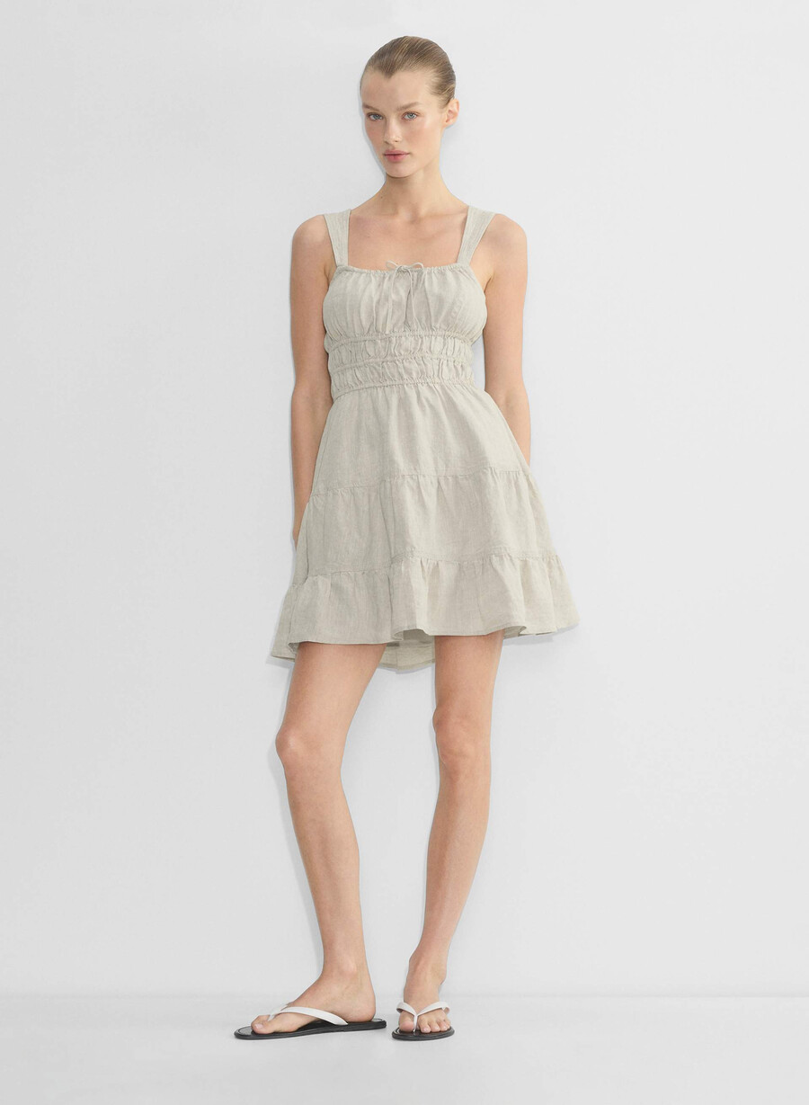 martine linen dress natural ecru