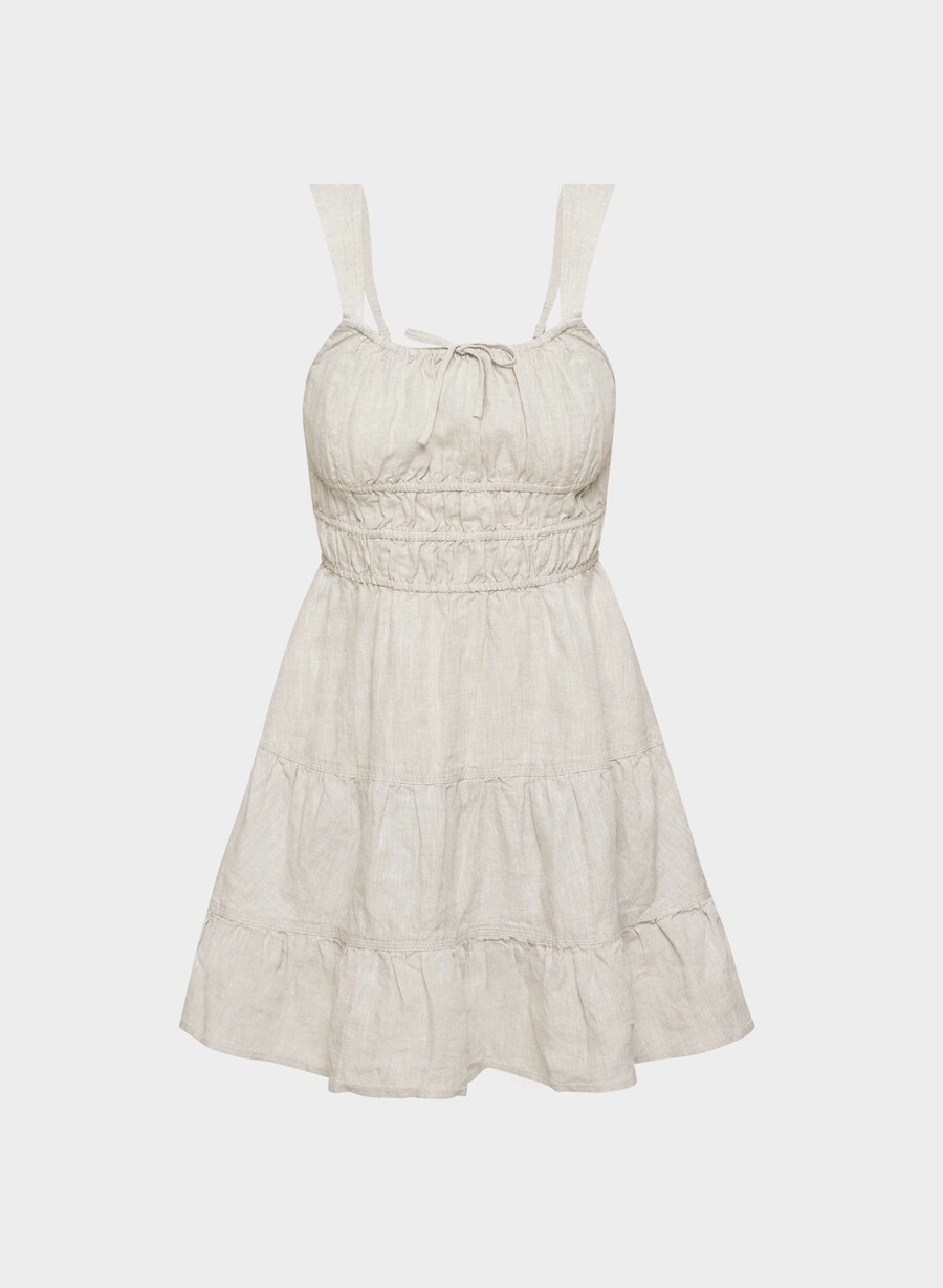 martine linen dress natural ecru